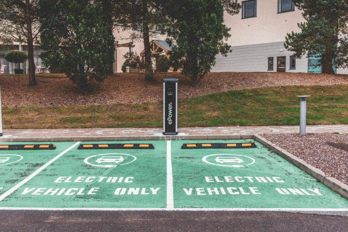 electric vehicle charging station in urban setting
