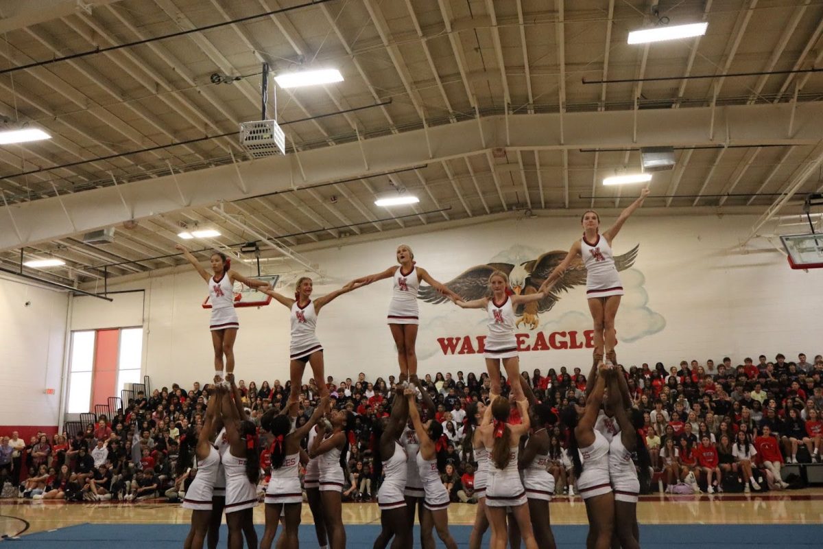 Every year, Woodward cheerleaders put together a stunning routine for the pep rally. This pyramid showed off their impressive skills and spirit for the school. The football cheerleaders are an important part of Woodward’s games and community, always giving their all to rouse the crowd and keep spirits high. 