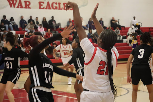 As Leilyn Wilson ‘29 fights through defenders, she sets herself up for a layup, which she hits perfectly towards the end of the 3rd quarter. The opposing team is good, but the War Eagles are better. Photo credit Addison Madden ‘27, Nov. 20, 2025.