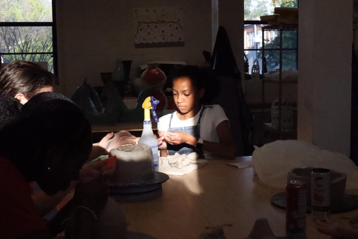 Woodward student works diligently on her ceramics project in the ceramics room. Monday Mar 27, 2026. Photo credit Kaci Glover '28
